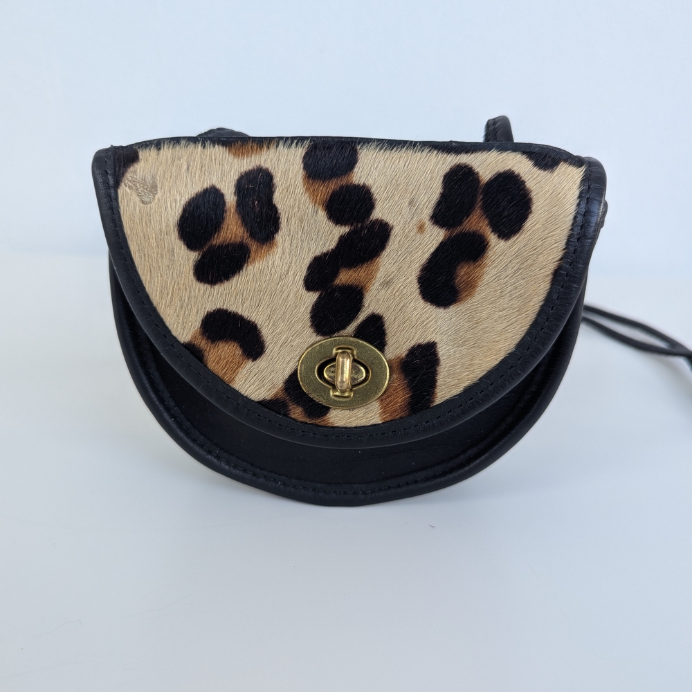 🤎 M.London Leopard Print Black Leather Women's Bag